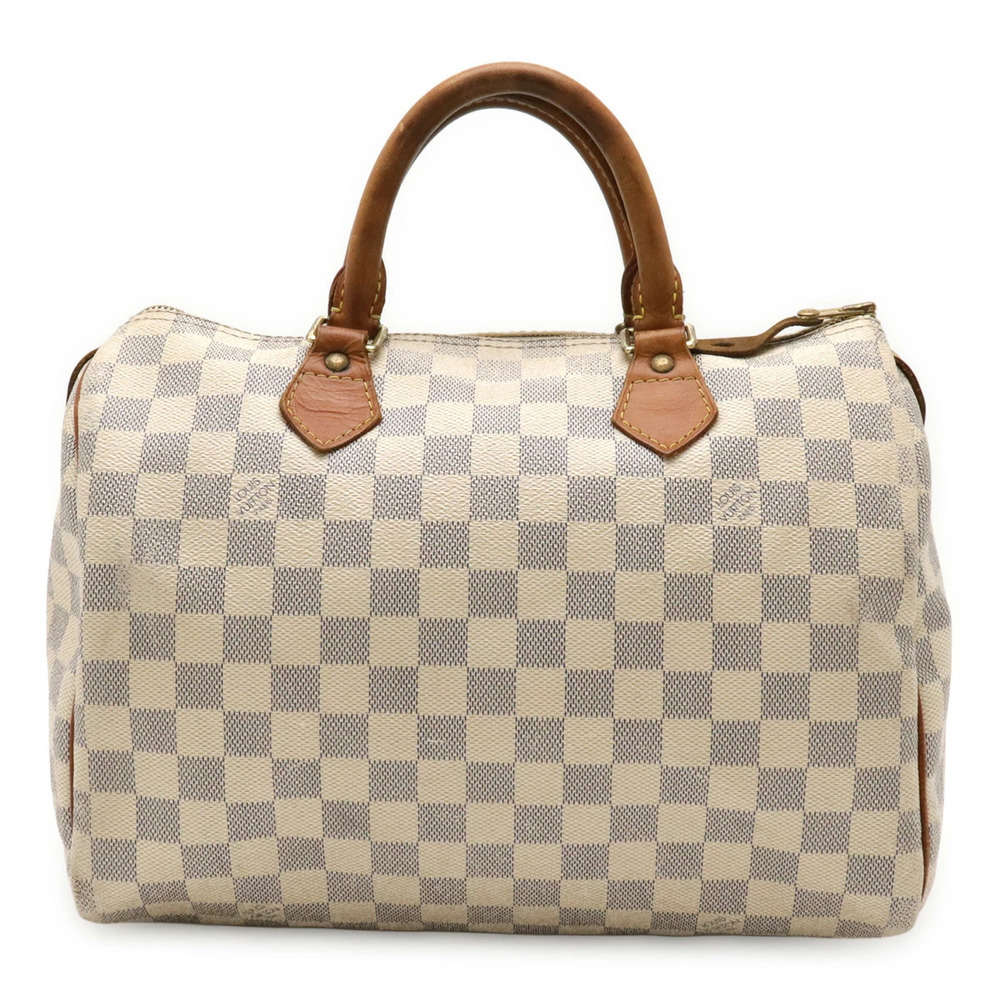 LOUIS VUITTON Damier Azur White Speedy Handbag Boston Bag